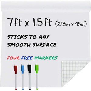 MMFB Arts & Crafts Whiteboard Peel Stick Write 1.5x7 Feet  w/Markers